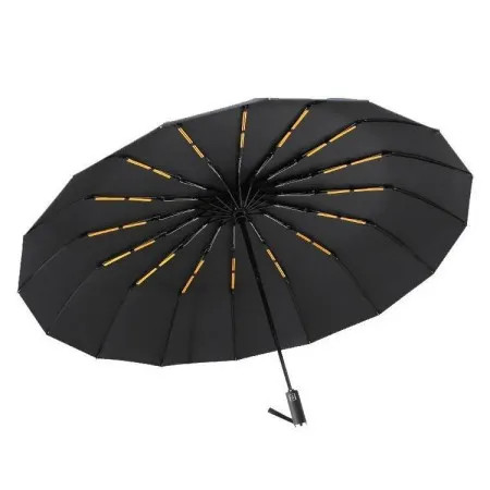 Premium Auto Open-Close 16 Ribs Wind Resistant Umbrella -Black