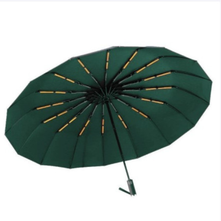 Premium Auto Open-Close 16 Ribs Wind Resistant Umbrella -Olive