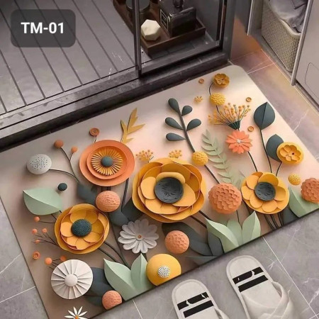 3D Absorbing Floor Mat Water Absorbent Non-Slip Door & Bathroom Mat
