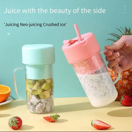 crusher juicer with Straw- Portable USB Electric juice Maker With Handle mug