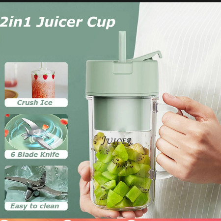 crusher juicer with Straw- Portable USB Electric juice Maker With Handle mug