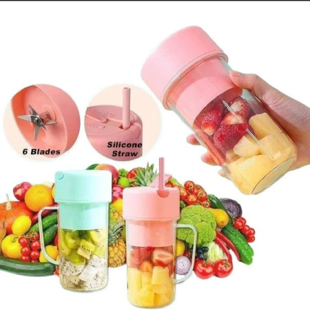 crusher juicer with Straw- Portable USB Electric juice Maker With Handle mug